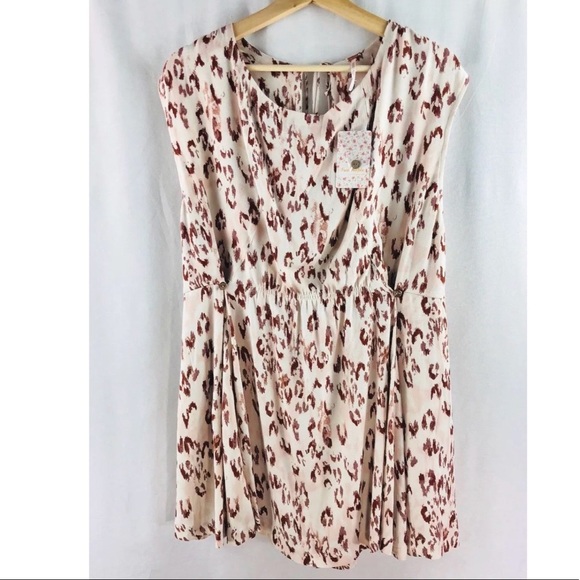 Free People Dress Light Pink Animal Print Mini - Picture 2 of 8